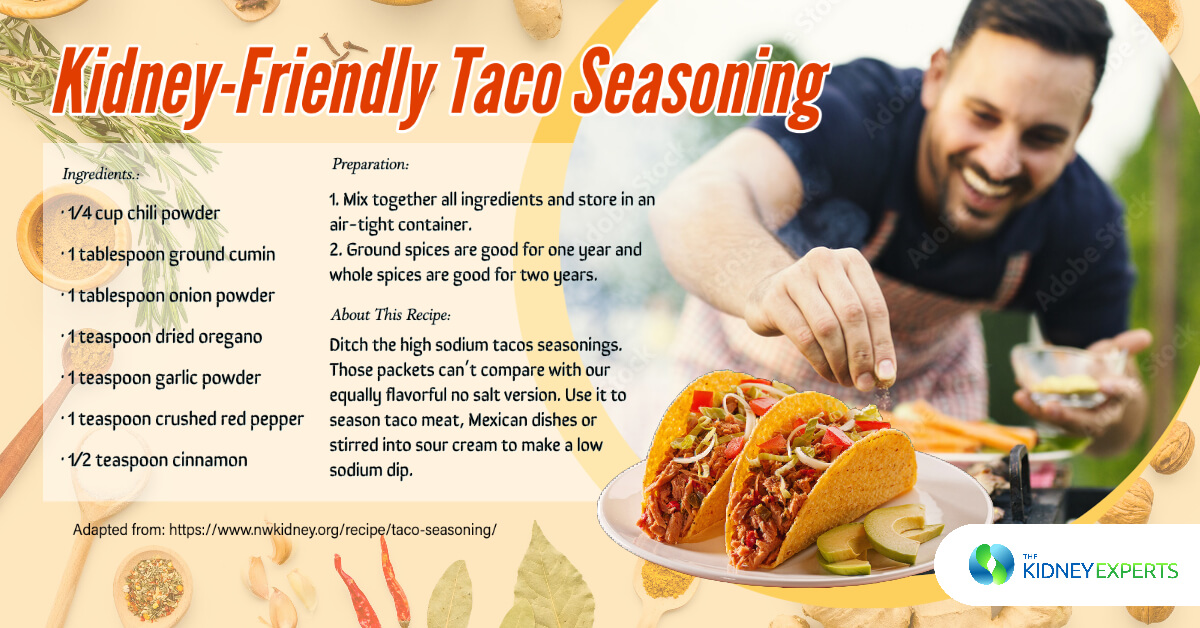 Get ready to celebrate every Taco Tuesday with this kidney-friendly taco seasoning recipe. 